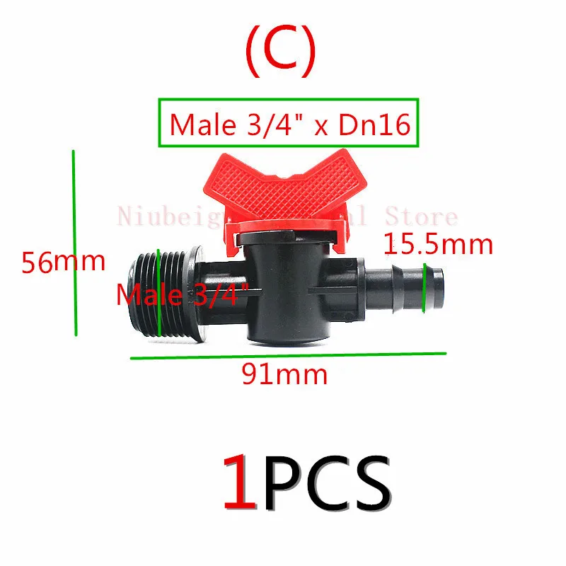 1 шт. Dn16* 1/" Dn20* 1/2" резьбовой клапан колючки мини-клапан для трубопровода LDPE микро приспособления для капельного орошения для полива садовой лужайки