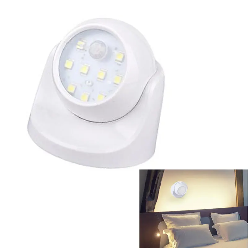 

9 LEDs 360 Degree Rotation Motion Sensor PIR Night Light Battery Operated Corridor Wall Night Lamp For Closet Garages Hallway