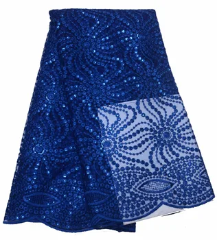 

African Lace Fabric with Sequins High Quality French Net Wedding Nigeria Embroidered Party Dress P464-3