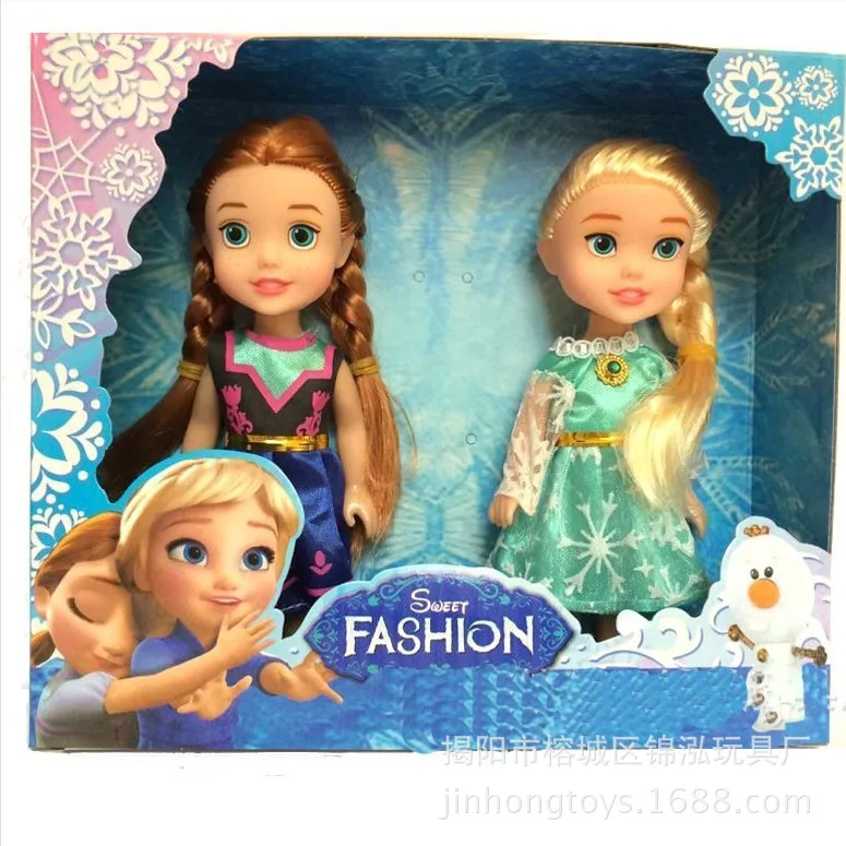 Cute 2pcs set Kids Baby Toys Snow And Ice Princess Elsa Anna Dolls Toys font b