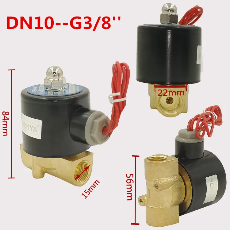 Freeshipping Pneumático Válvula Solenóide Elétrica Água ar Gás Água Dc e 24 V e 12 v Ac e 220 v 2w 06 e 08 e 10 e 15 e 20 e 25 e 32 e 40 e 50 Nc 2 Maneira 6 água ar dc 24 v 12 v