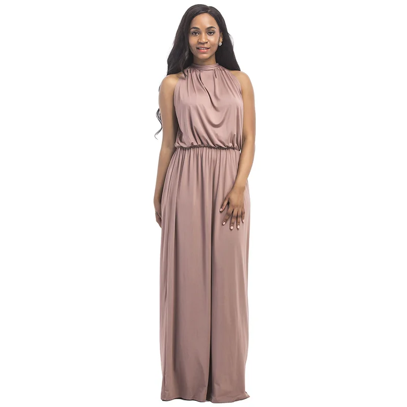 Kostlich Loose Casual Plus Size Ladies Dreses Elastic Waist Back Bow Tie Sexy Women Long Dress O-Neck Sleeveless Summer Dress (3)
