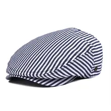 VOBOOM летняя плоская кепка темно-синяя полосатая Кепка плюща s Мужская и женская хлопковая шляпа в стиле Гэтсби газетный берет 149