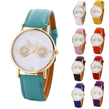 1pc 2017 new brand women ladies watches wrist clocks hour table leather strap Quartz Wristwatches bike design fashion gift H4