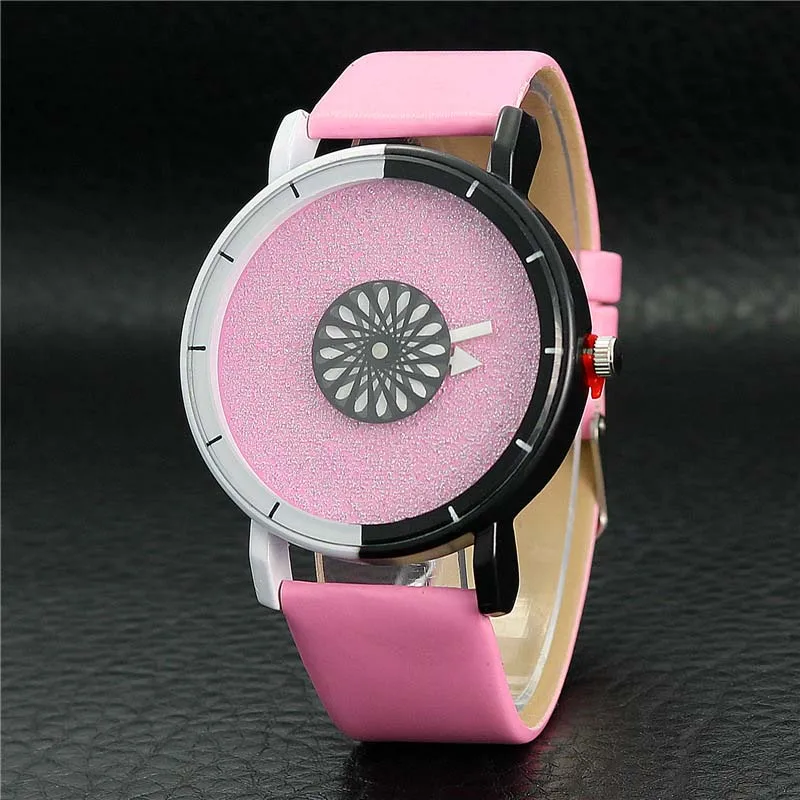 Уникальные женские часы-браслет, простые повседневные двухцветные часы с мигающим циферблатом, аналоговые часы с ремешком из искусственной кожи, деловые наручные часы LL@ 17