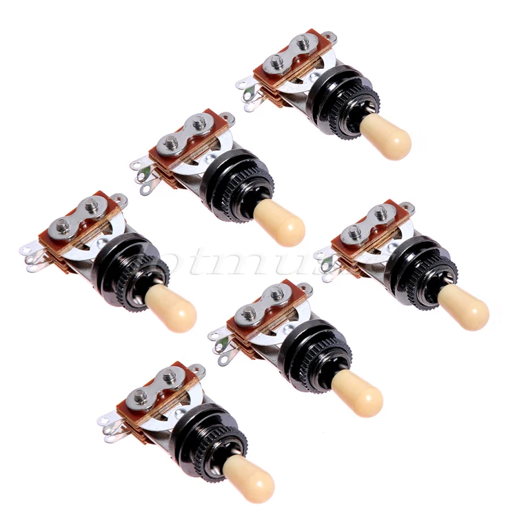 6Pcs Guitar 3 Way Toggle Switch Pickup Selector Switch with Cream Tip