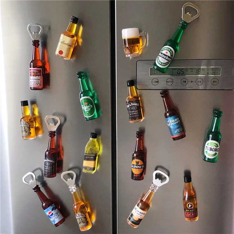 

Fridge magnet decor Beer Bottle Opener Refrigerator Stickers Magnets Kitchen accessories Creative 3d decoration