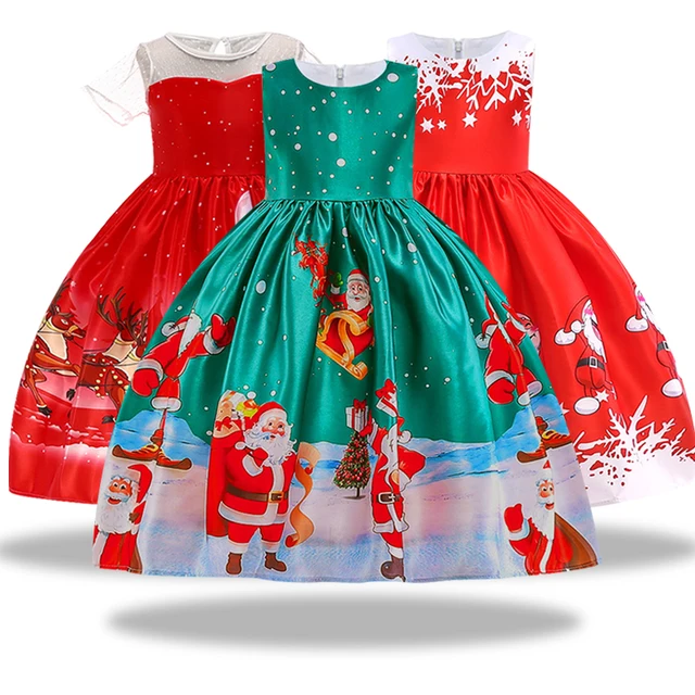 New Christmas Gift For Baby Girl Winter Snowman Dress 3-10 Years Old