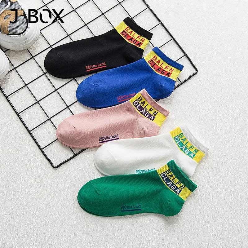 J BOX 3 пары модные мужские носки с буквами забавные короткие хлопковые до