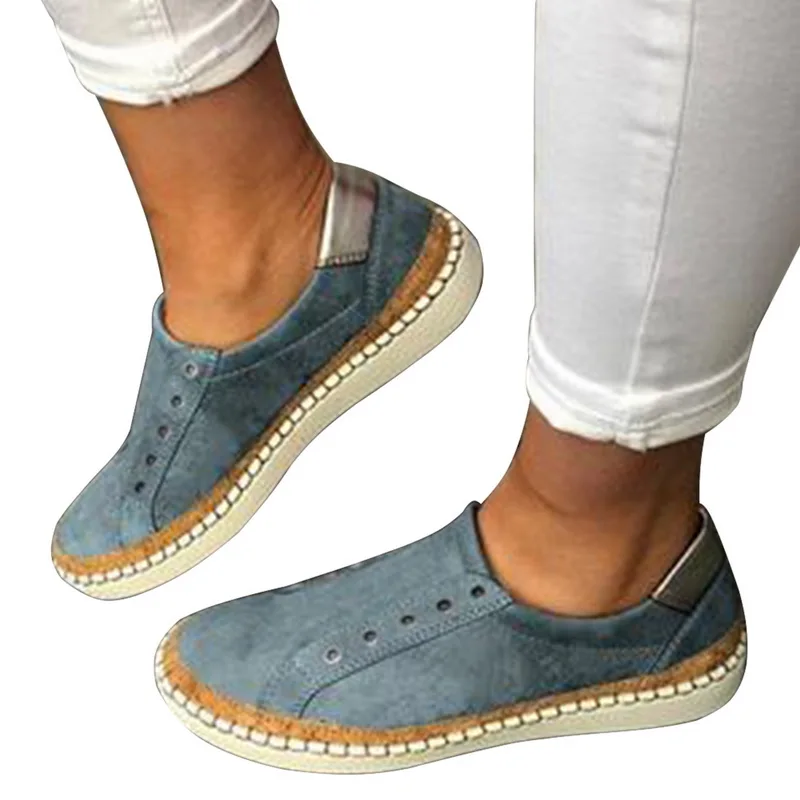 

Women Casual Solid Color Padded Closure Slip On Loafers Flat Shoes Ladies Soft Autumn Breathable Shoes