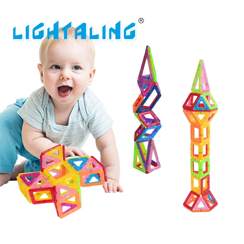 Lightaling Toy Bricks 60/90/110/130/158 PCS Mini Magnetic  Block Designer Sets DIY Educational Toys for Children Toddler