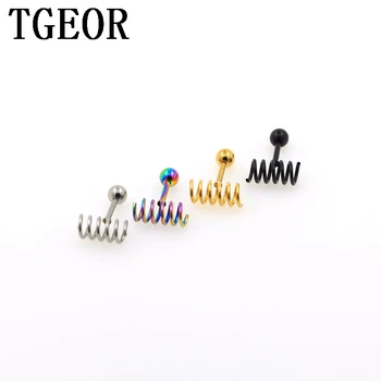 

free shipping new arrival mixed colors 30pcs 1.2*6*4/(4*10)mm surgical Stainless Steel spring ear tragus piercing fake earring