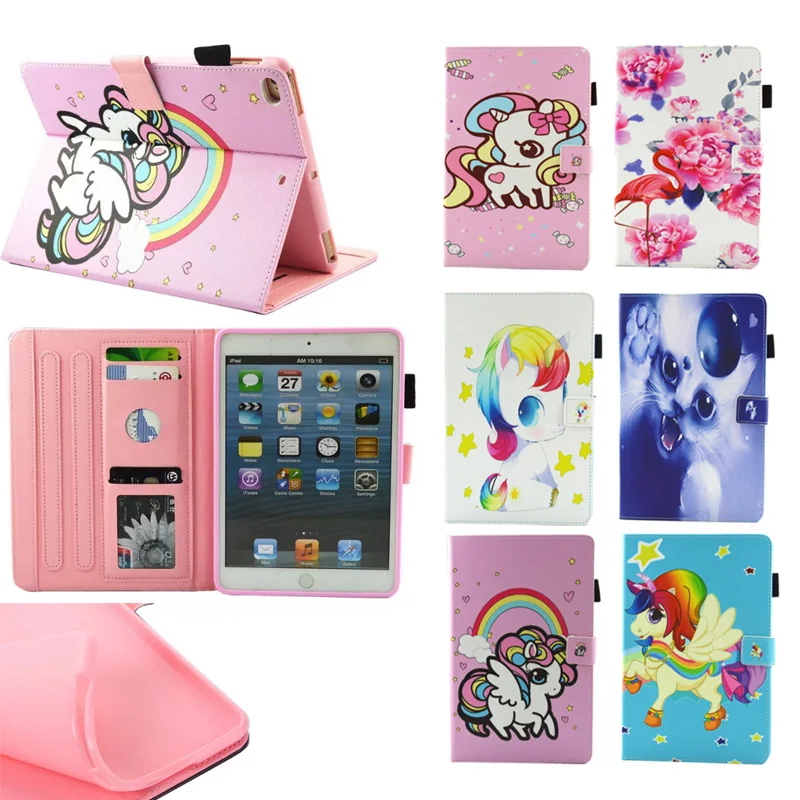 Чехол для планшета iPad Mini 1 2 3 4 Kid Единорог искусственная кожа флип Магнитная
