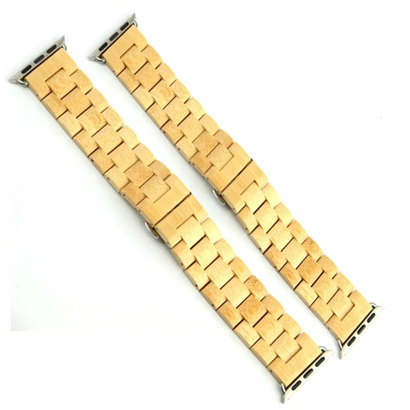 

Bamboo Wood Watchband For Apple Watch Strap Wooden Watch Bracelet Band With Adaptor 38mm/42mm