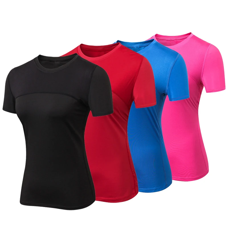

New 2019 Yoga Short Shirts Workout Tops For Women Quick Dry Running Fitness T-Shirts Breathable Exercises Female Gym Tops