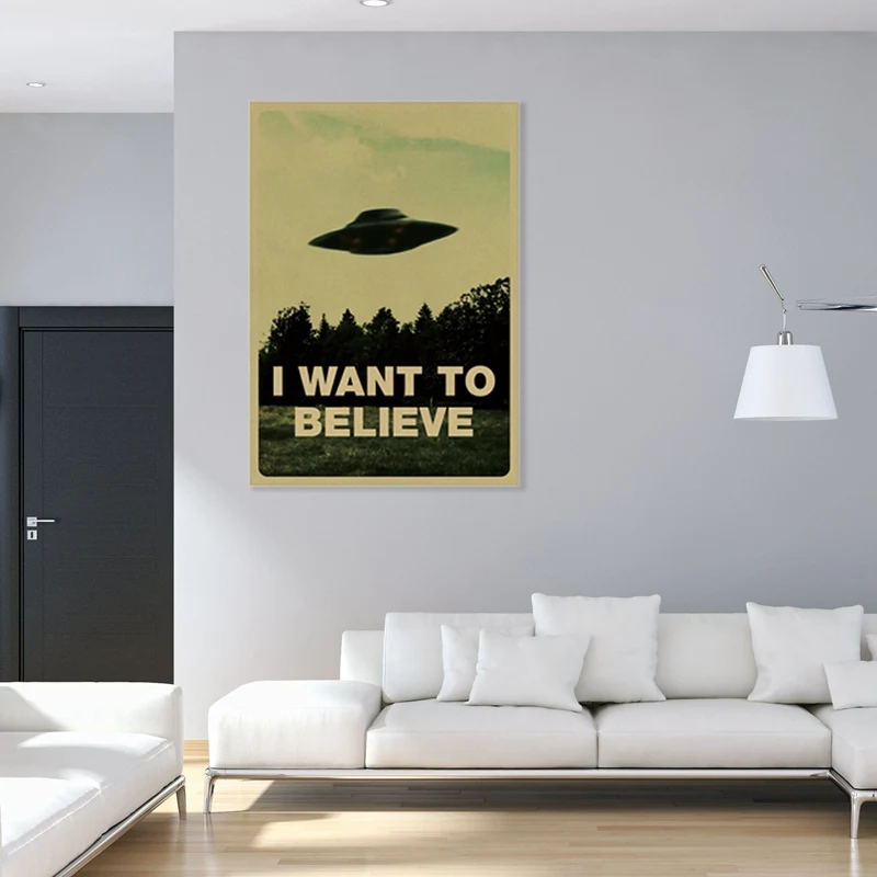 1 piece Vintage Classic Movie The Poster I Want To Believe Poster Bar Home Decor Kraft Paper Painting Wall Sticker