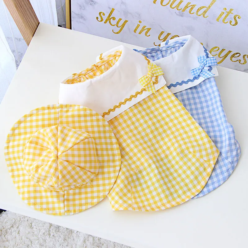 

Plaid Dog Clothes Pet Accessories Hat+ Clothes For Small Dogs Chihuahau Yorkshire Puppy Dog Costume Ropa Perro Pet Clothing Pug