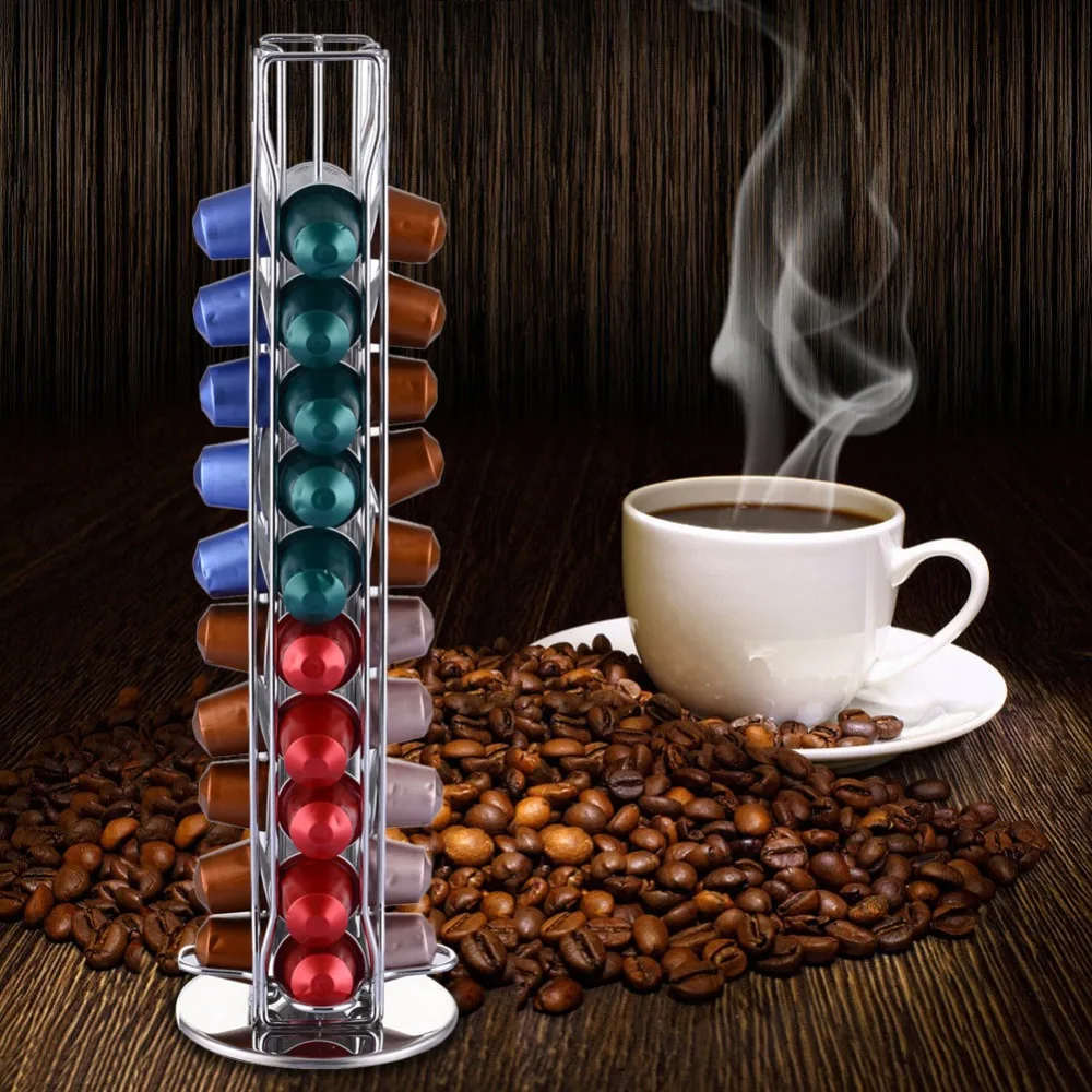 

2019 Nespresso Coffee Pods Holder Rotating Rack Coffee Capsule Stand Nespresso Capsules Storage Shelve Organization Holder Sets