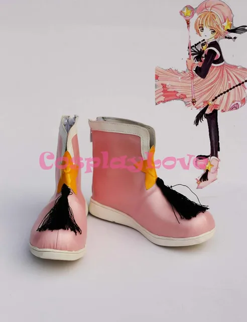 SAKURA KINOMOTO Cosplay Shoes Boots Custom Made pink&red SAKURA KINOMOTO Cosplay Shoes Boots Custom Made pink&red