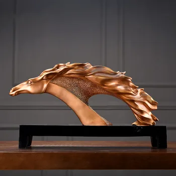 

Vintage Resin Copper Color Horse Statues Ornaments Abstract Large Sculpture Crafts Home Office Decor Accessories Wedding Gifts