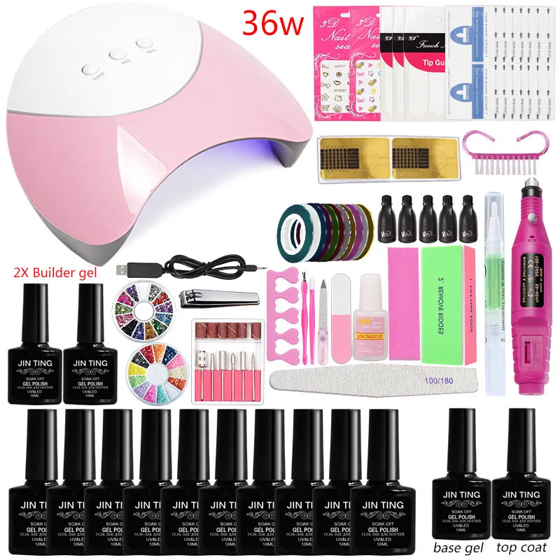 

Nail Quick Extension Poly Gel Set Manicure Kit Nail Set 36w/48w /80w Led Uv Lamp with 10 Color Gel Nail Polish Gel Nail Kits