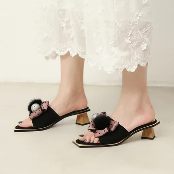 

Sexy Women Shoes High Heels Mules Fashion Brand Party Wedding Shoes Woman Comfort Quality Kid Suede Leather Summer Sandals Pumps