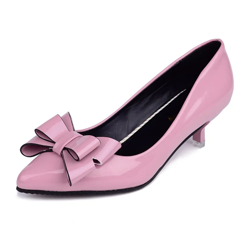 Новинка; модная женская обувь на высоком каблуке в стиле ретро; Летняя обувь с бантом; универсальная обувь с закрытым носком; Повседневная пикантная женская обувь для выпускного и свадьбы - Цвет: Розовый