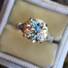 Двойное яркое модное кольцо для женщин, инкрустированное 2,5 карат, имитация белого Mosang, юбилейное новое кольцо, ювелирное изделие, горячая Распродажа KAR260