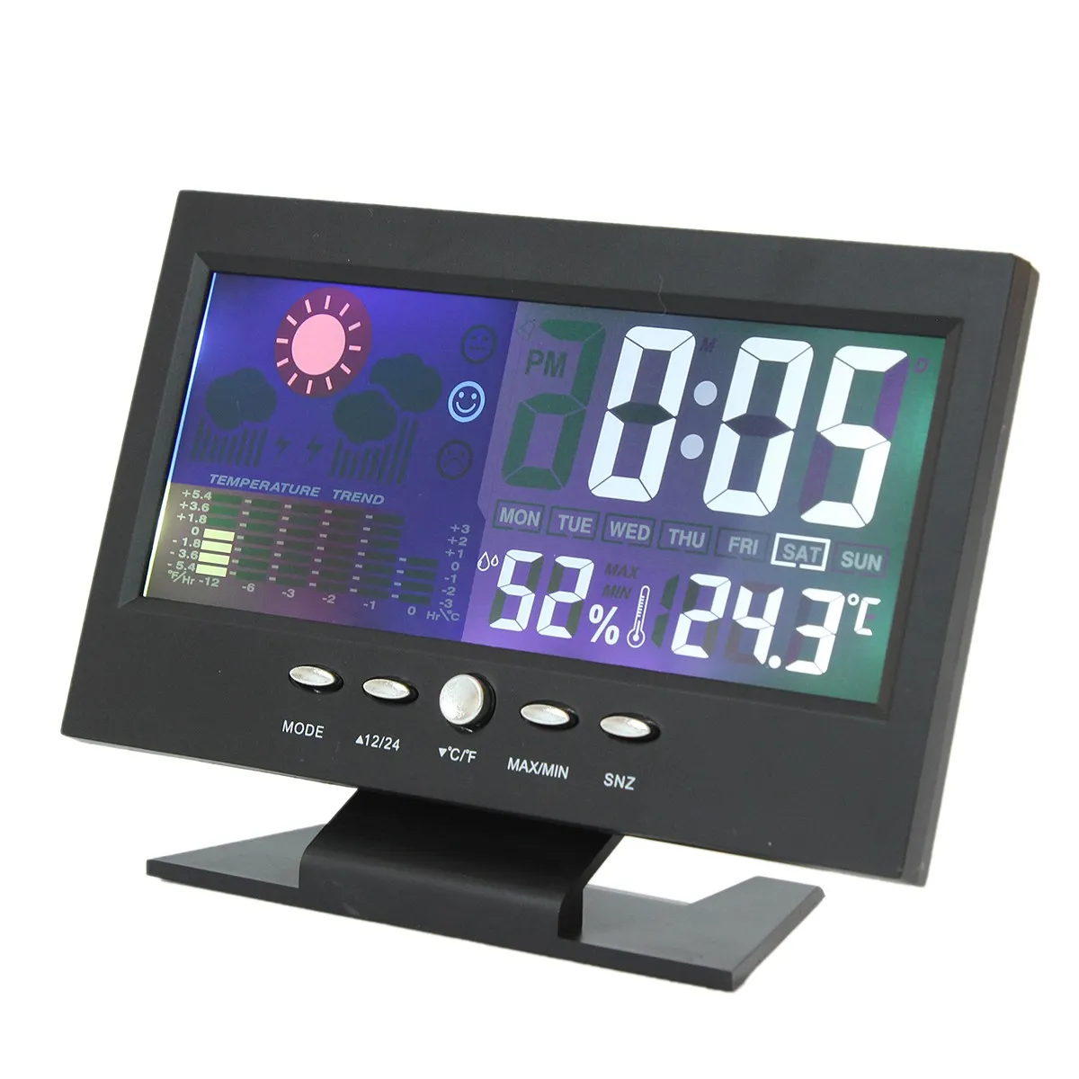 

KROAK Color LCD Screen Calendar Car Digital Clock Car Thermometer Weather Forecast Black