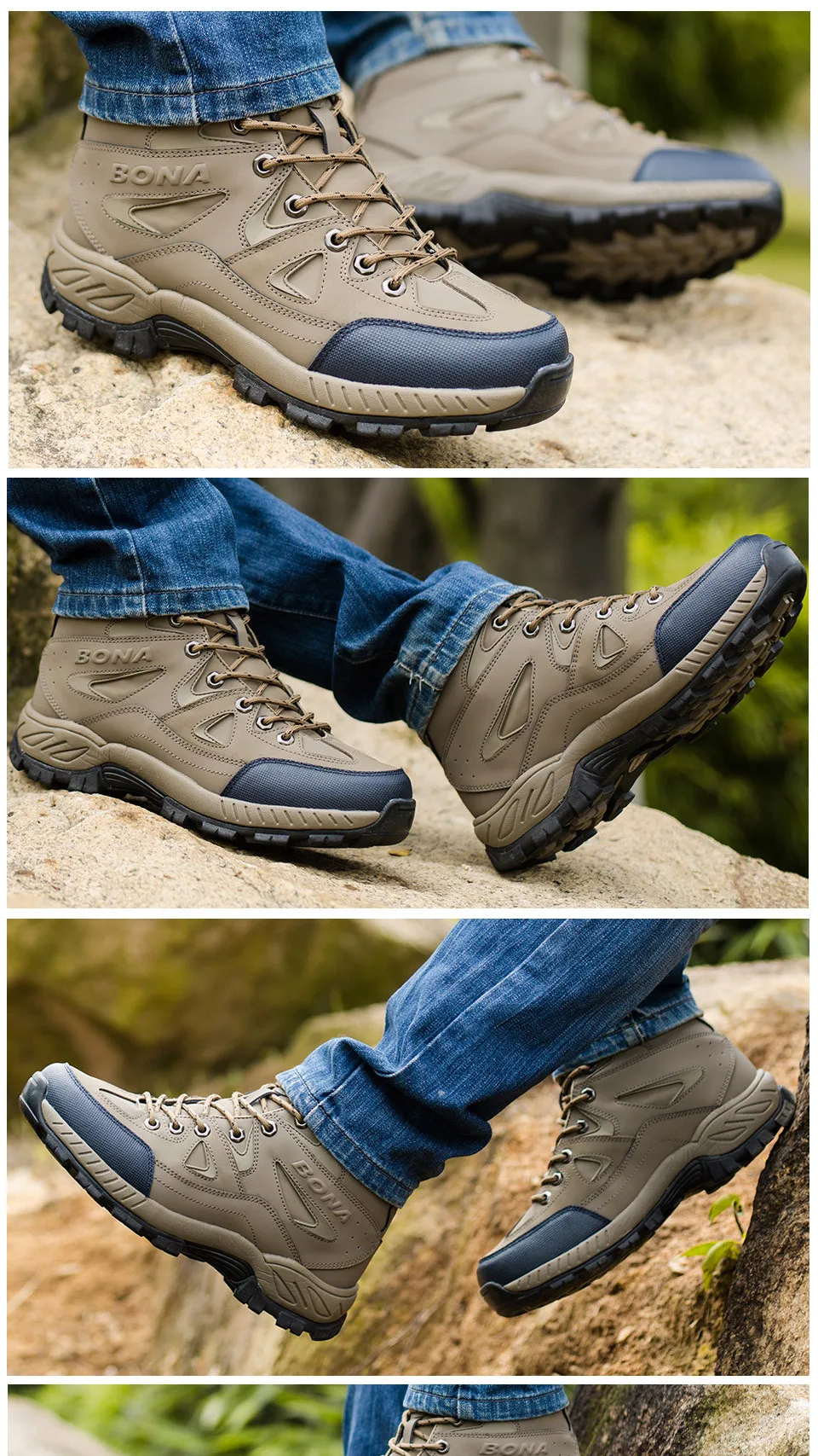BONA/Новое поступление; мужские треккинговые ботинки; нескользящие уличные спортивные ботинки; прогулочные треккинговые кроссовки для альпинизма; Zapatillas; удобные ботинки