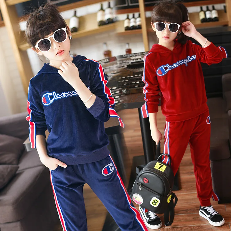 

2018 Fashion Baby Girl Clothes Set Autumn Spring Big Girl Clothes Coat + Pants 2pcs Kids Clothes Children Sport Clothing Infants