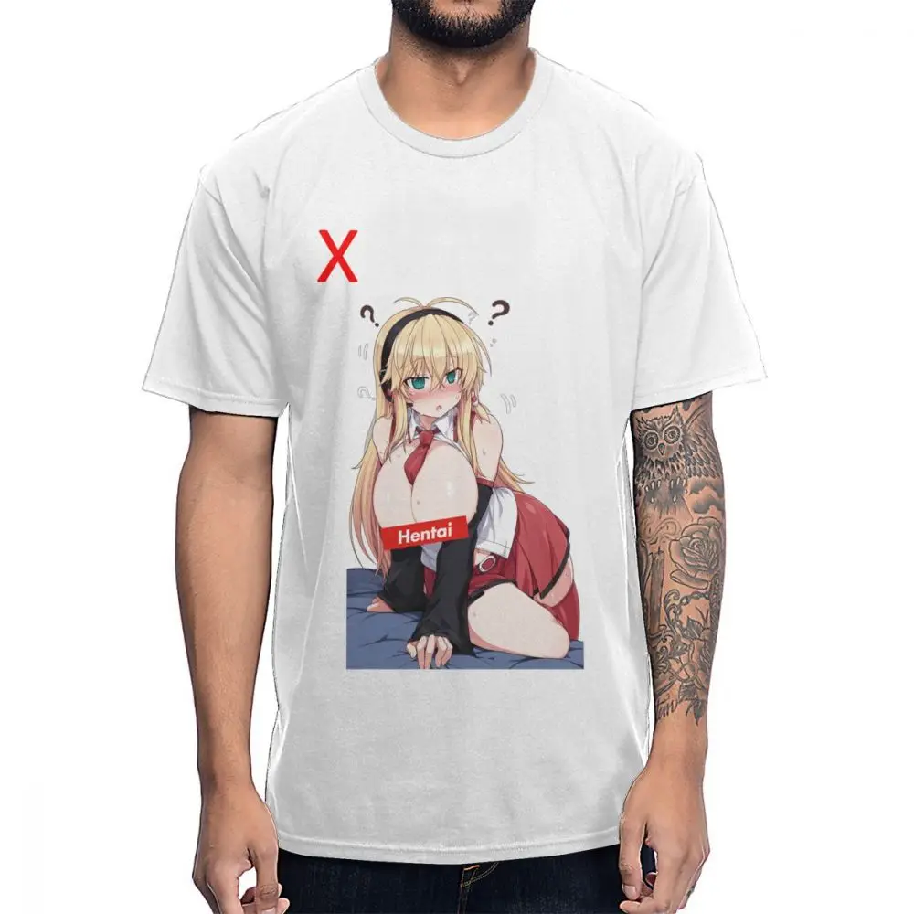 Xvideo Hentai Ahegao сексуальная девушка футболка для мужчин Новое поступление Camiseta хлопок S-6XL футболка - Цвет: Белый