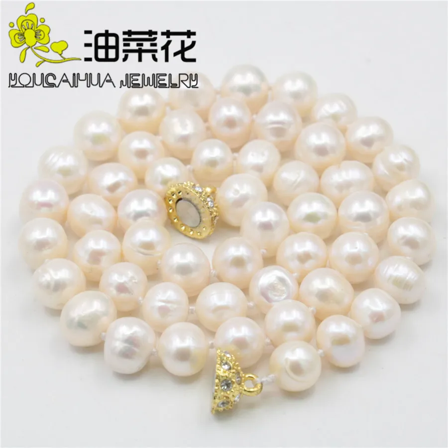 Charmant nouveau 8-9 mm blanc naturel Akoya Cultured Pearl Necklace 25/"AAA