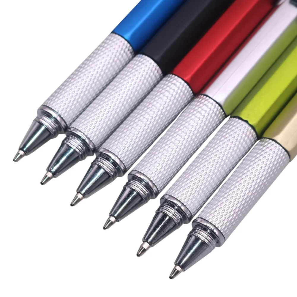 6 шт Многофункциональная Пластиковая шариковая ручка-отвертка Линейка Инструмент синие чернила пуля вращающаяся шариковая ручка офисные школьные принадлежности