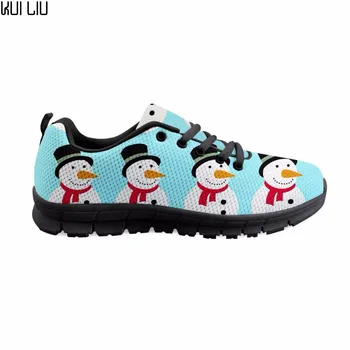 

Spring Lace-up Sneakers Women christmas fair Snowman Blue Casual Brand Designer Women's Flats Shoes Comfortable Flat Shoes Woman