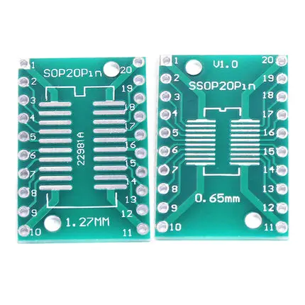 10pcs/lot TSSOP20 SSOP20 SOP20 to DIP20 PCB Transfer Board DIP Pin Board Pitch Adapter In Stock
