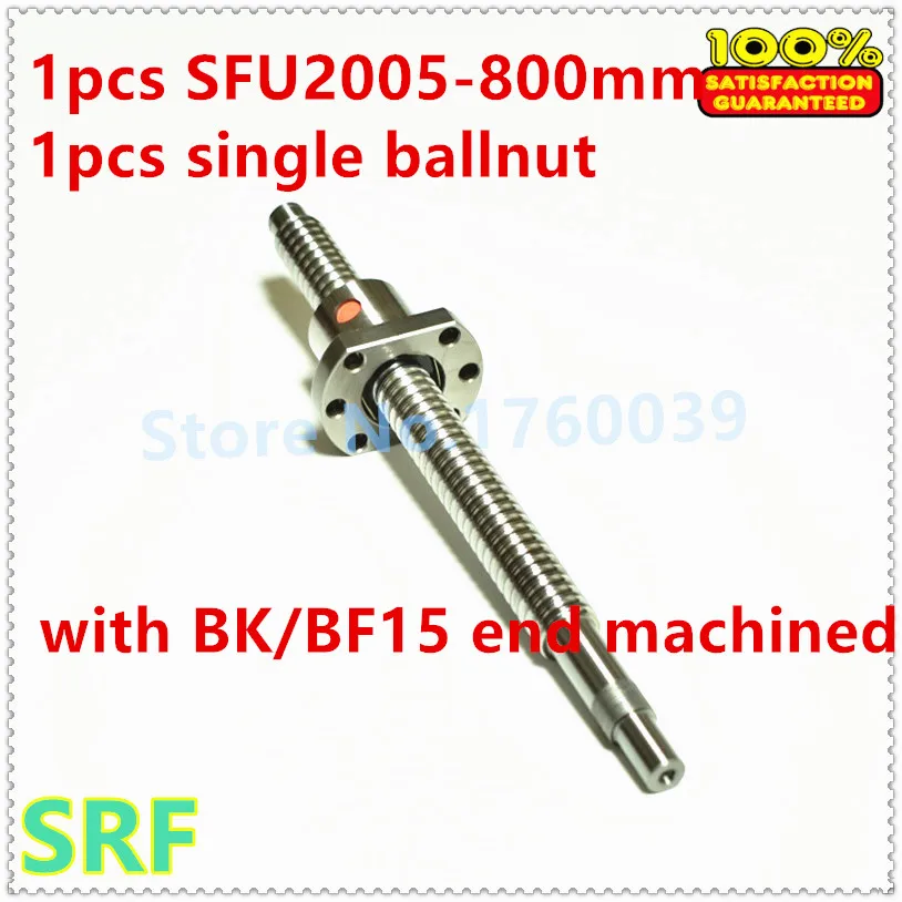 20mm de Diâmetro Parafuso de Avanço L 800mm com Ballnut Único para Cnc Parte com Bk e bf15 Laminados Ballscrew Sfu2005 Bola Apoio Final