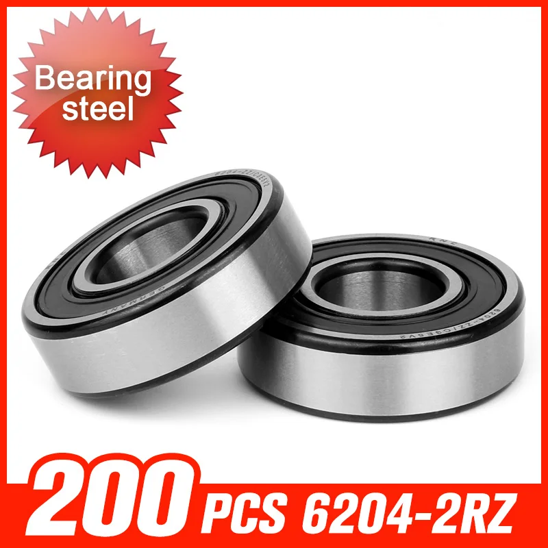 

200pcs 6204-2RZ Bearing 47x20x14mm Rubber Seal Cover Bearings For Home Appliances Printing Machinery Hardware Tool Accessories