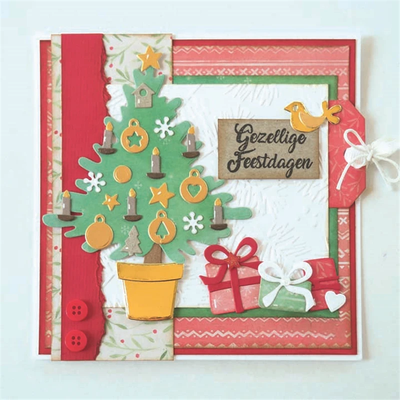 

YaMinSanNiO Christmas Metal Cutting Dies Tree New 2019 Tree Pendant Dies Scrapbooking Heartfelt Die Snow Crafts Dies