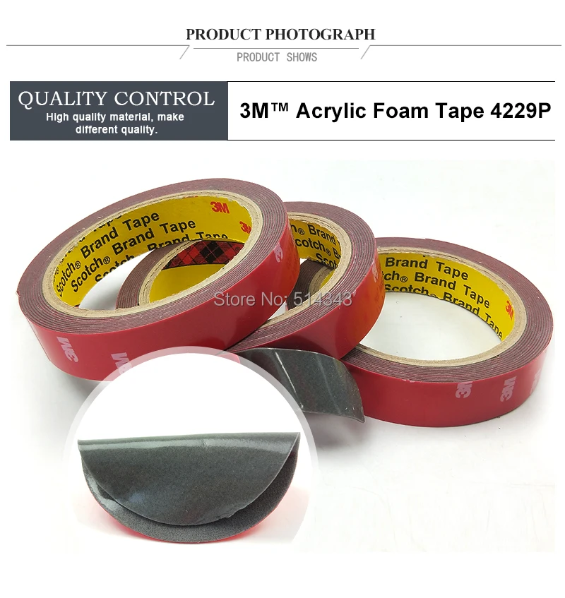 3M 4229 Gray Color, 0.8mm Thick, Double Coated Adhesive Acrylic Foam Tape For Automotive