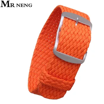 

MR NENG Brand 1 PCS / Wholesale Fashion Nylon Watchband 14mm 16mm 18mm Woven For Perlon Straps Orange Colors 20mm 22mm