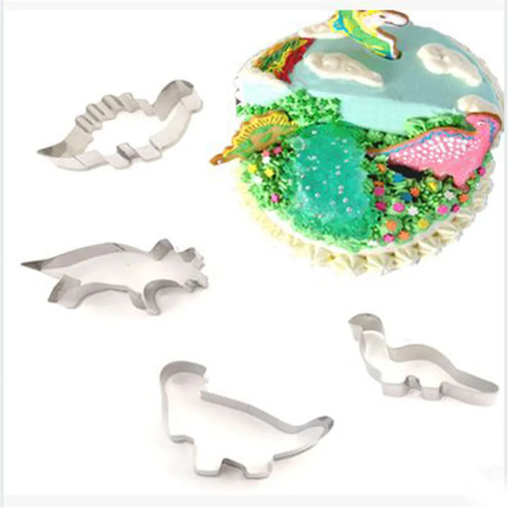 

4 pcs/set Stainless Steel Dinosaur Animal Cake Baking Mold Fondant Biscuit Pastry Cookier Cutter kitchen tools accessory