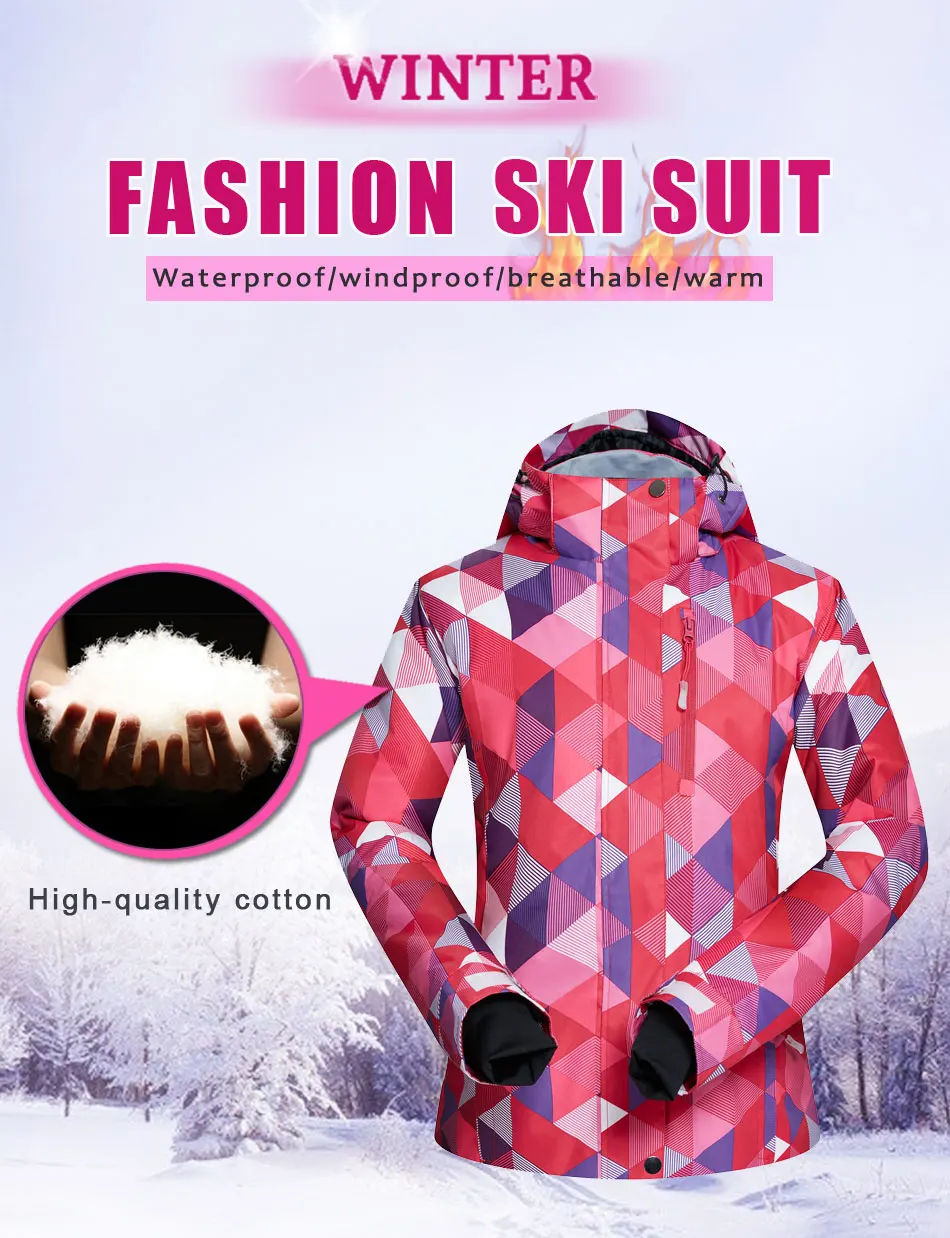 Лыжный костюм для женщин, утолщенная супер теплая водонепроницаемая зимняя куртка для сноуборда, женские Брендовые костюмы для катания на беговых лыжах и сноуборде