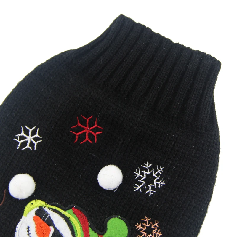 Abrlo свитер для собак, Рождественский черный пуловер с рисунком снеговика, одежда для собак, Рождественские Зимние Свитера для маленьких собак, 5 размеров, XS-XL