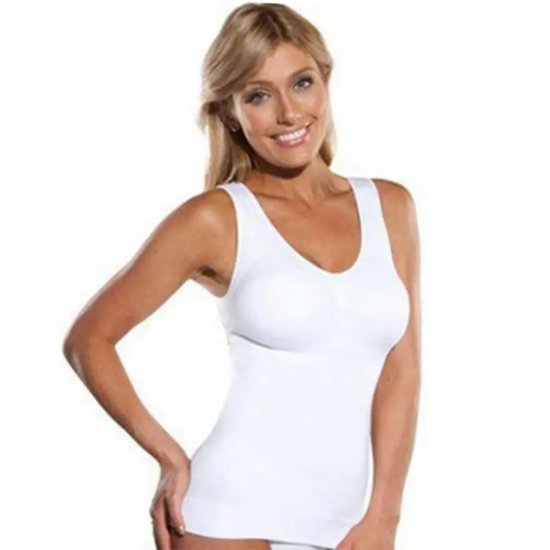 Cami shape r форма тела Одежда Genie Бюстгальтер триммера живота майка бесшовный топ Cami shape r с бюстгальтером мягкий Женская одежда - Цвет: white camisole