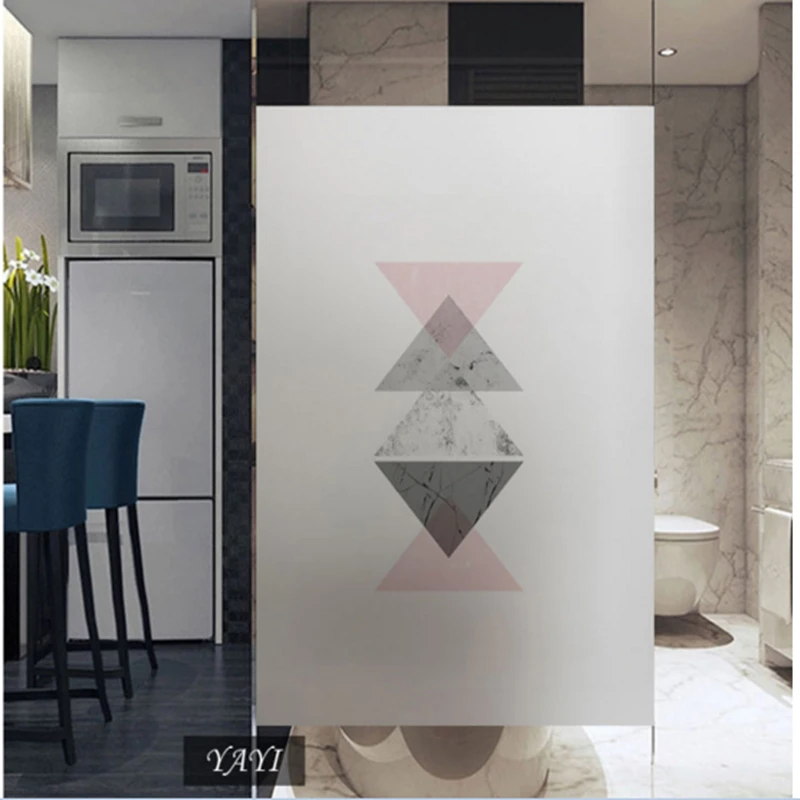 Матовые стеклянные наклейки абстрактная геометрическая фигура ванные комнаты Балконная дверь окна Электростатическая прозрачная непрозрачная пленка