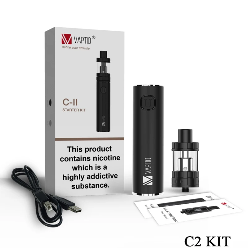 

100% Original Vaptio C2 Starter Kit 3000mAh Long-last Battery 25mm 2ml Atomizer Electronic cigarette VS Vape Pen 12/stick V8