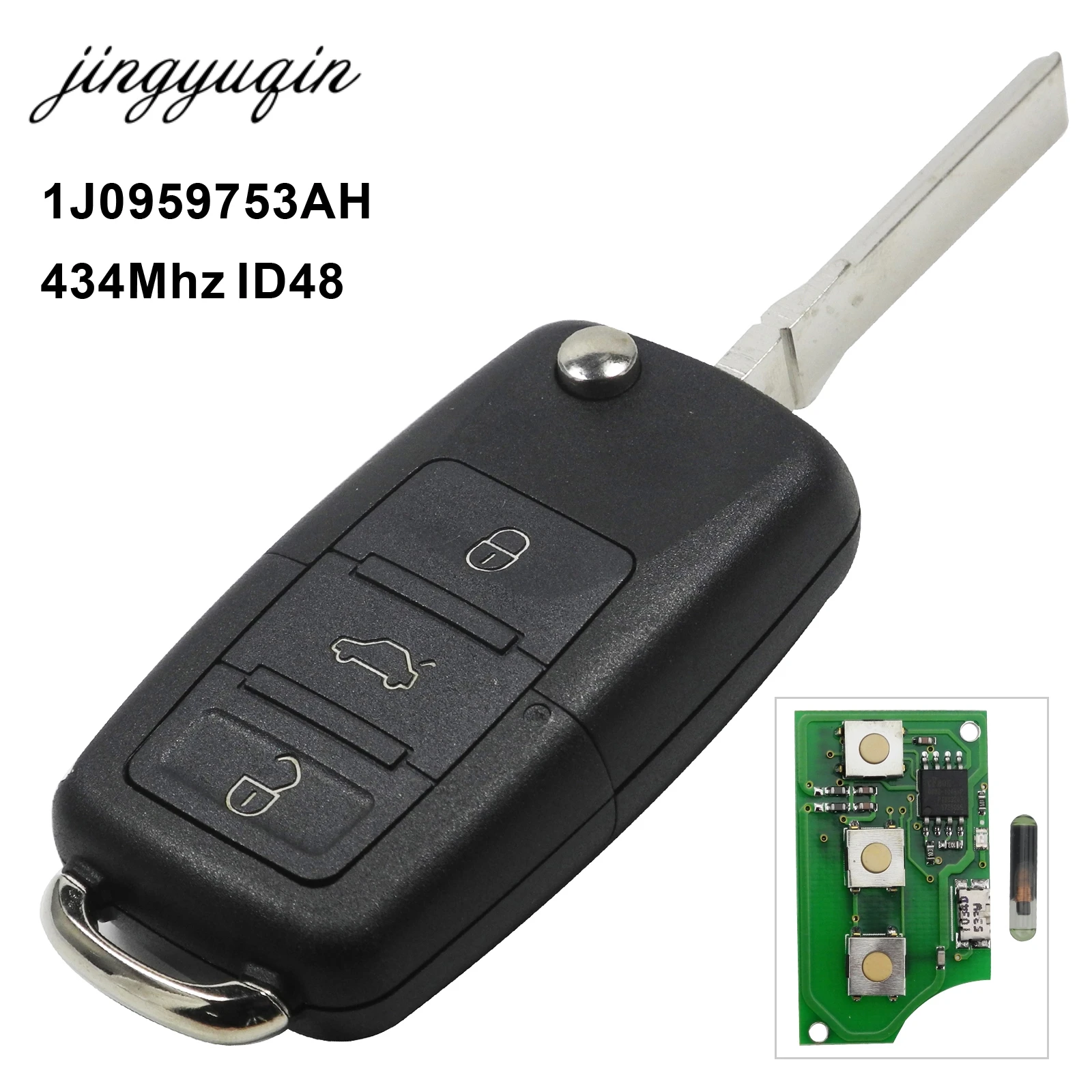 Jingyuqin 10X Автомобильный Дистанционный ключ ID48 для 1J0959753 DA/AH/G для Caddy EOS Jetta Sirocco Tiguantouran Passat Bora Polo Golf Beetle