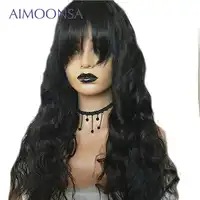 13x6 Lace Front Wig 250 Density Brazilian Body Wave Human Hair Wigs With Bangs Natural Hair Pre Plucked Lace Wig Remy Aimoonsa