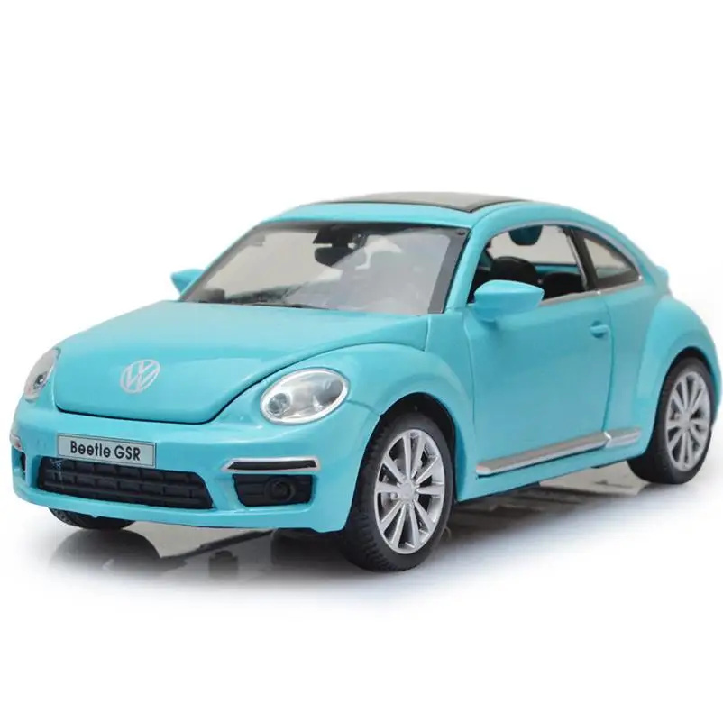 1:32 Масштаб Volkswagen Beetle модель автомобиля литой металлический игрушечный автомобиль звук и светильник 4 открытые двери - Цвет: Синий